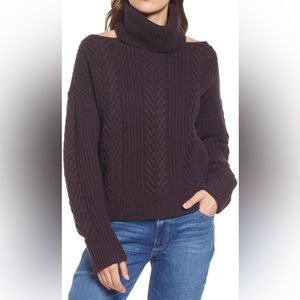 PAIGE LORILEE WOOL BLEND TURTLENECK SWEATER IN DARK SANGRIA Size S